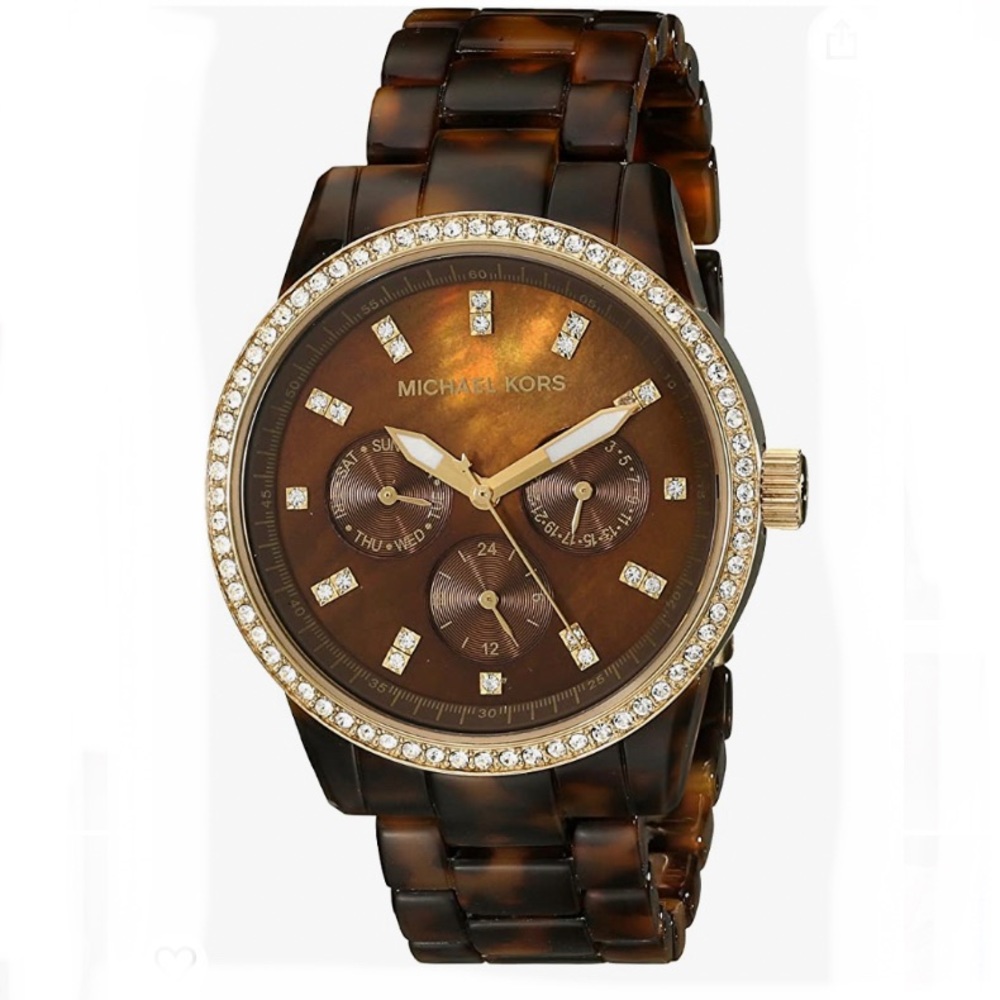 MICHAEL Michael Kors Ritz Crystal Index Multi-Function Water Resistant SS Watch